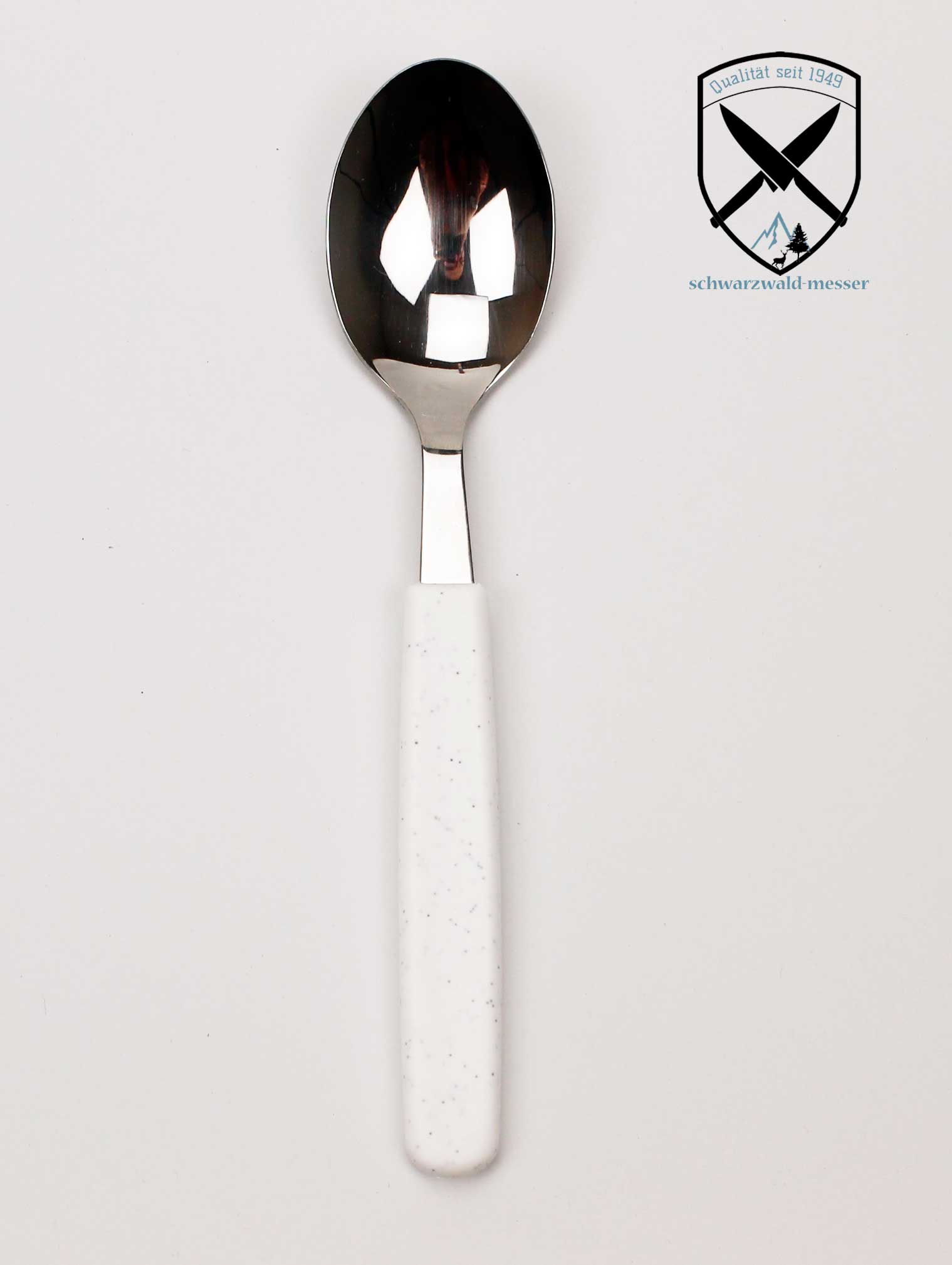 6 x Edelstahl Löffel Esslöffel Solingen Kunststoffgr. Flitter (weiß)