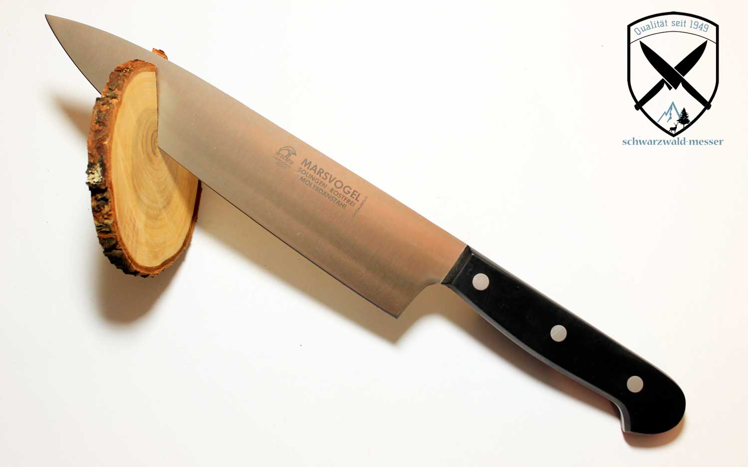 Kochmesser breit Griff POM Schwarz Marsvogel Solingen – Bild 3