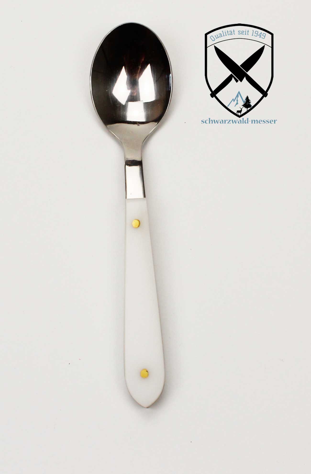 Kaffeelöffel Edelstahl weisser Kunststoffgriff (POM)