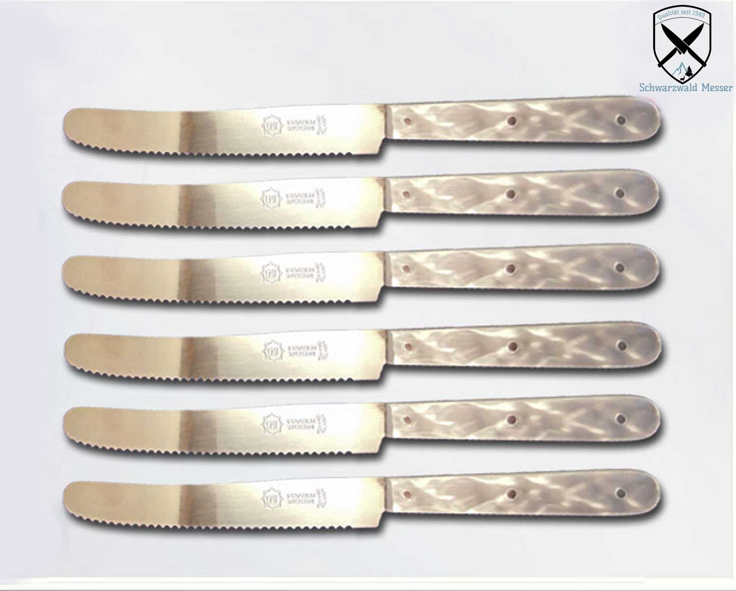 Scharfes Frühstücksmesser aus rostfreiem Edelstahl & Wellenschliff Buttermesser HEISO 6x Tafelmesser Made in Solingen Traditions-Buckelsmesser mit Kunststoffgriff