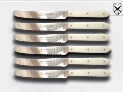 TimePomWeissW-x6 Tischmesser Weiß mit Welle POM